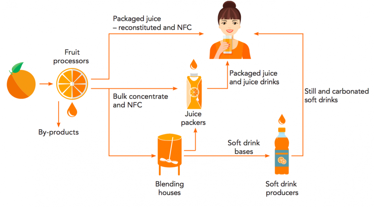 The supply chain and global consumption of orange juice ... process flow diagram apple juice 